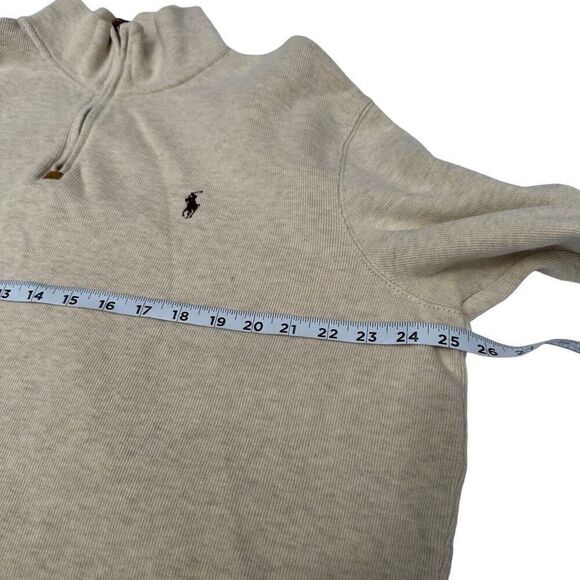Vintage 90’s Polo Ralph Lauren Beige Quarter Zip Pullover Sweatshirt Mens XL - Picture 6 of 9